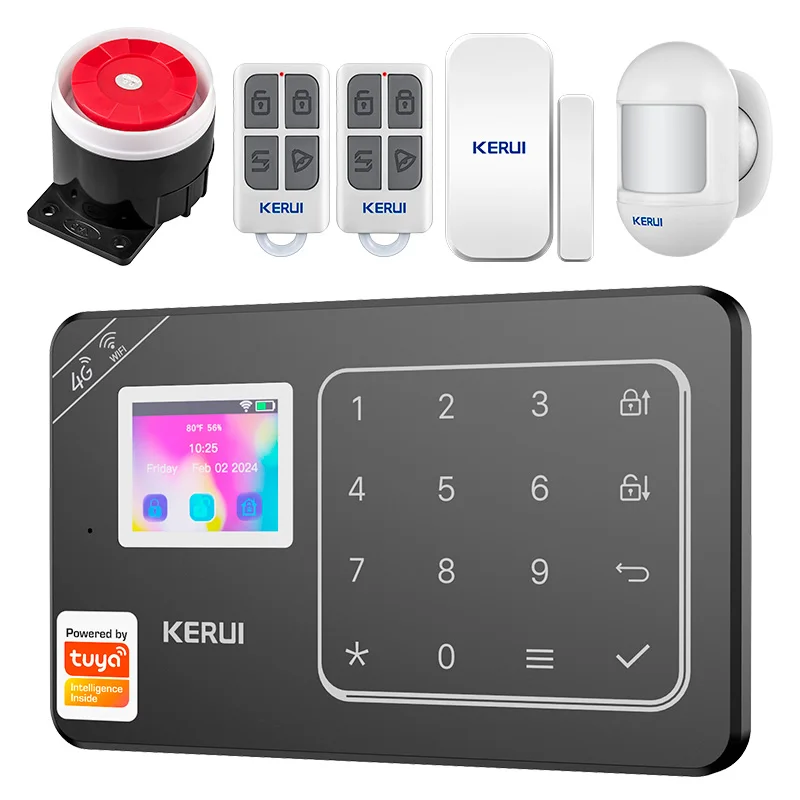 

KERUI НОВАЯ беспроводная система сигнализации Wi-Fi, домашняя безопасность, приложение Tuya, умная охранная сигнализация с датчиком движения, детектор двери Alexa Google