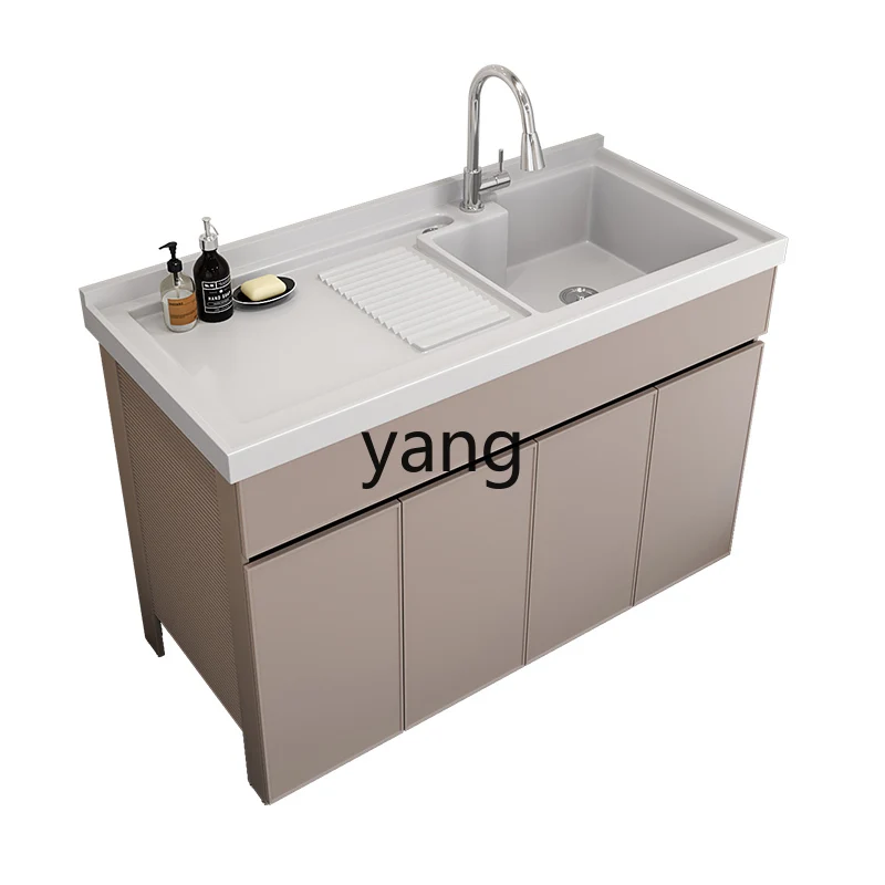 

CX Balcony Alumimum Wash Wardrobe Floor Cabinet Laundry Tub Quartz Stone with Washboard