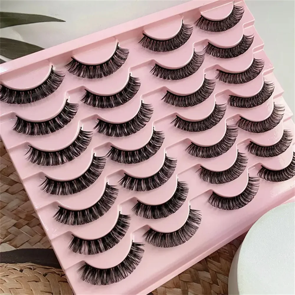 14 pairs eyelashes 15mm short natural lash Curl Reusable Fluffy StripLashes,Suitable for use on stage, parties,lash extensions