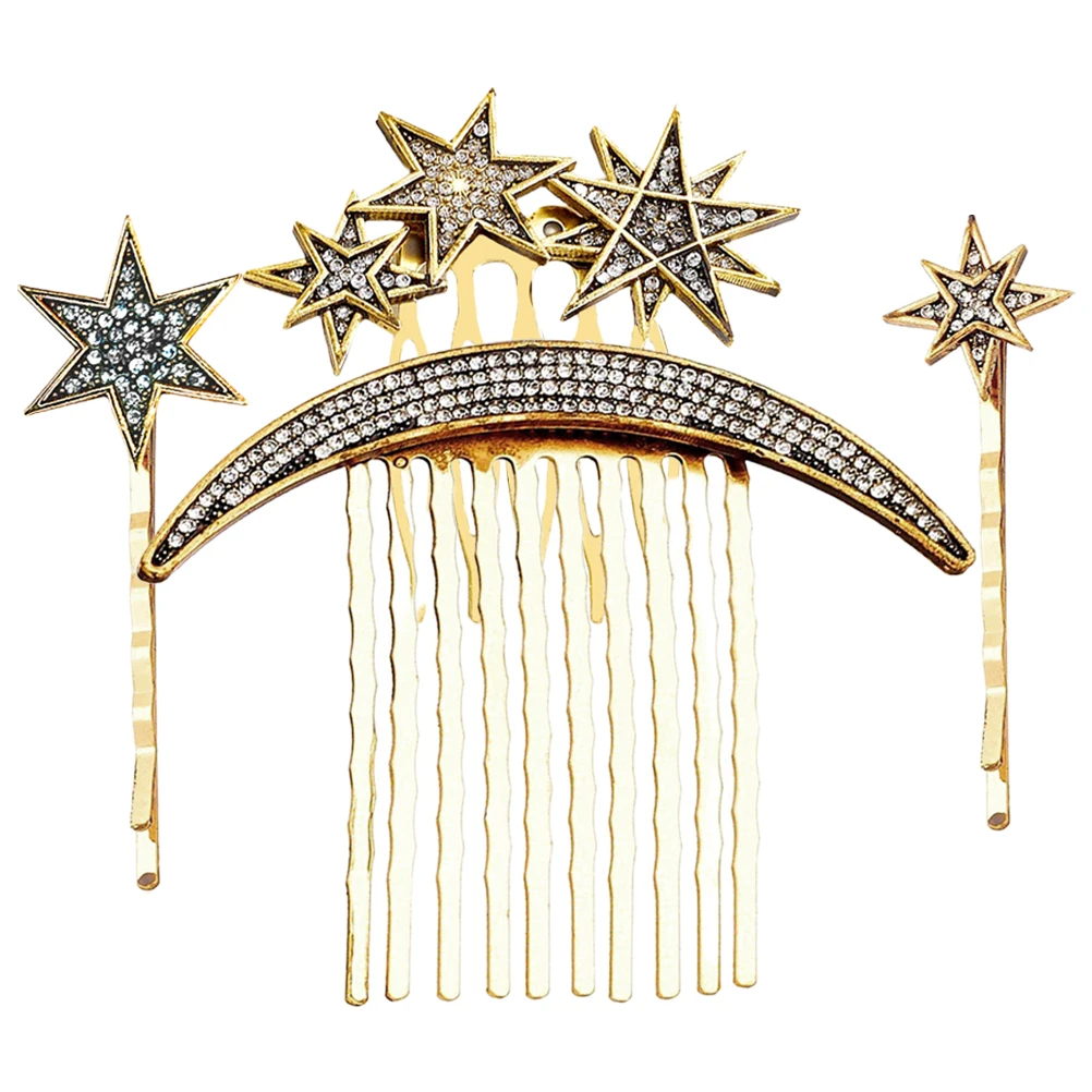 

1 set 1 Set Vintage Decor Set Wedding Side Comb Clip Star Hair Barrettes Bridal Hair Accessories Party Headpiece For Women
