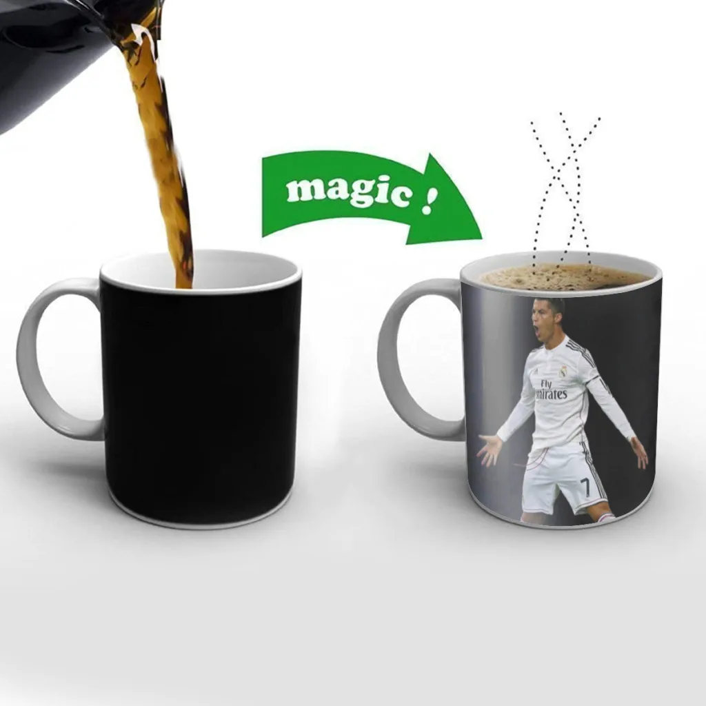 Cristiano-Ronaldo-Magic Mug Changing Color Mug Coffee Tea Mug Temperature Color Changing Heat Sensitive Cup Boys Birthday Gifts