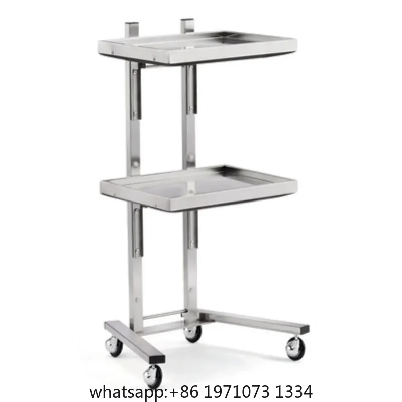 Stainless Steel Foldable  Beauty Salon/Barber Shop Trolley Storage workbench supermarket 2-tier tool cart