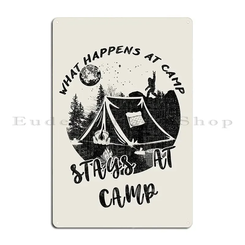 What Happens At Camp Stays At Camp Funny Camping Quote Metal Sign Bar Cave Iron Home Rusty Wall Decor Tin Sign Poster