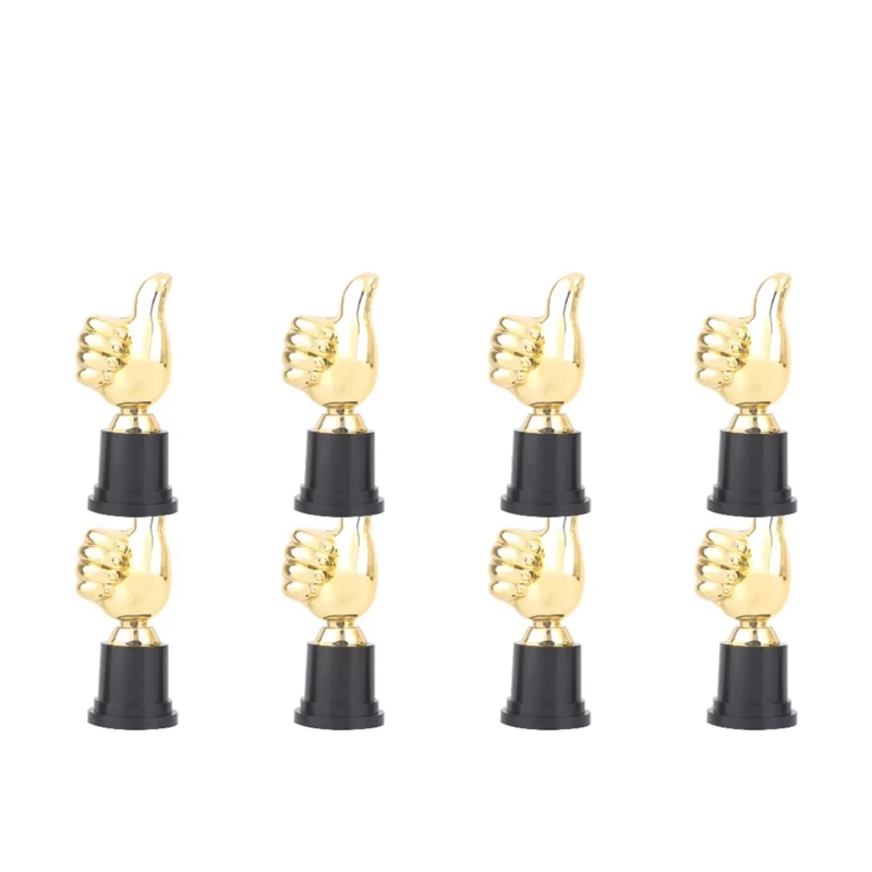 8PCS Thumbs Up Trophy Football Trophy Encouragement Mini Victory Trophies Award Prizes 5Inch High For Home Desktop Decor