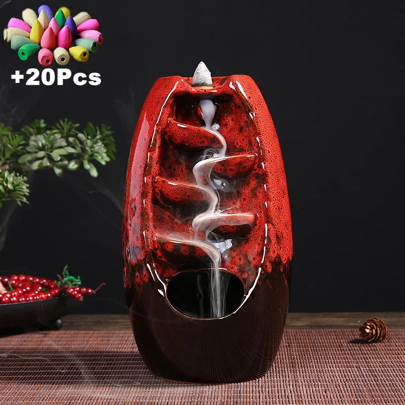 Home Decorations Lucky Feng Shui Ornaments Indoor Aromatherapy Waterfall Backflow Incense +Gift Cones