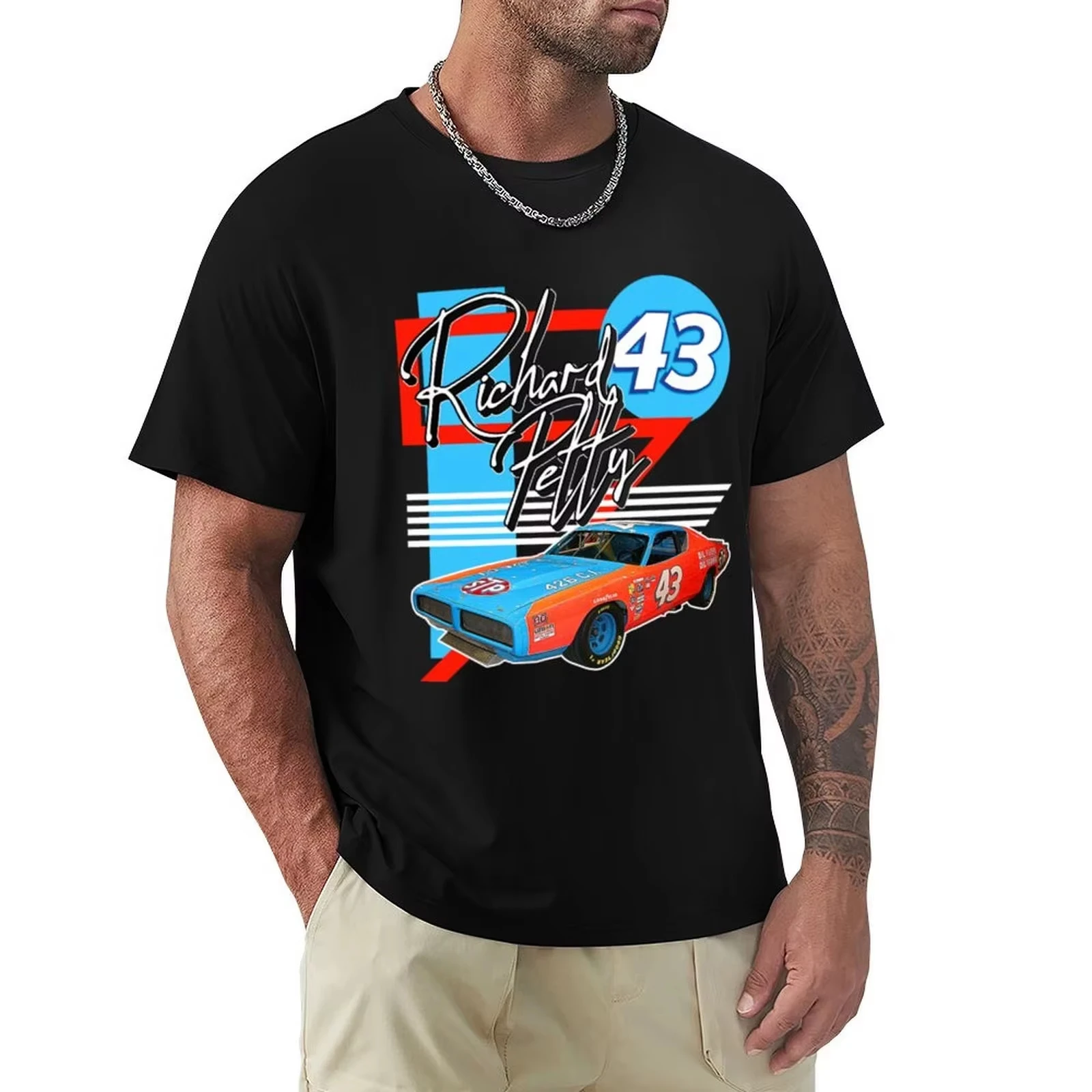 Camiseta Estampada Retrô Richard Petty NASCAR para Fãs de Corridas, Masculina e Feminina, Manga Curta, Streetwear, Top Verão 2026