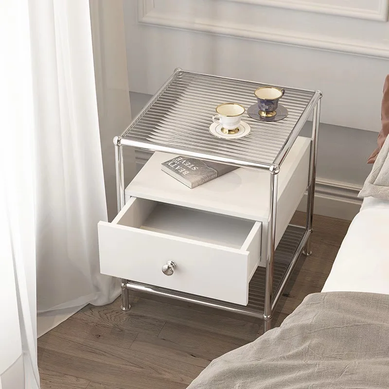 

Cream wind USM bedside table, modern module combination side cabinet, simple stainless steel storage cabinet
