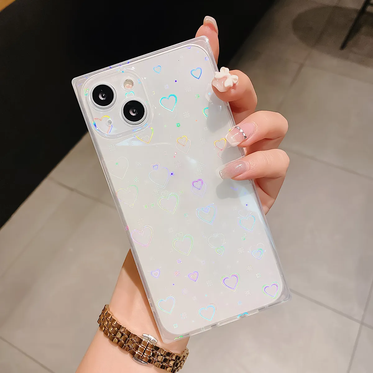 Heart Shaped Phone Case For Women Glitter Cover Compatible With Iphone 13 Shockproof Tpu Mobile Phone Protector view 5