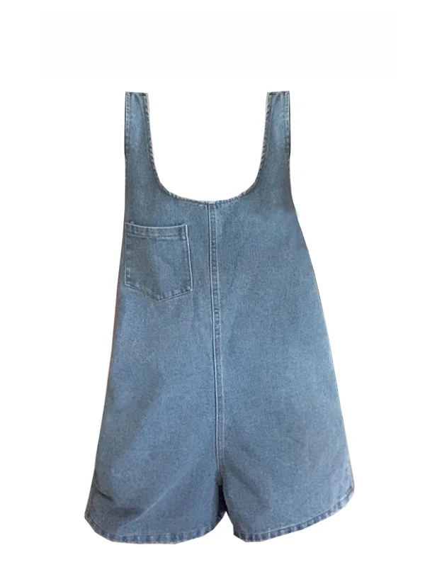 

Антивозрастной джинсовый комбинезон-жилет для женщин: облегающий дизайн, эффект стройности, с завязками, для повседневной носки, с высокой талией