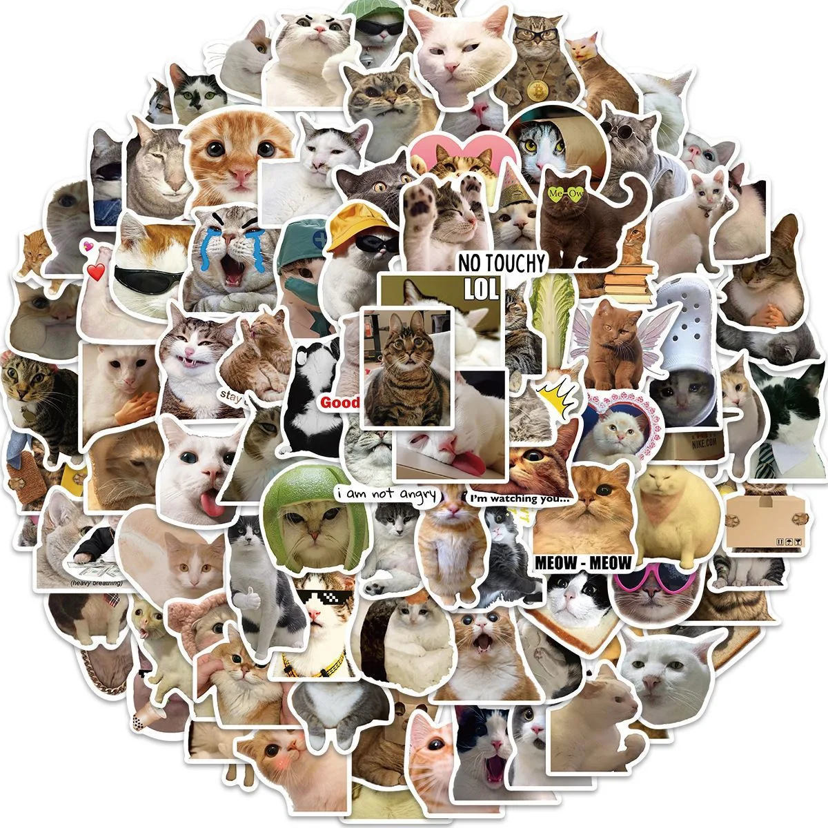 50/100PCS Creative Network Popular Cat Meme Stickers Collection Hand Account DIY Graffiti Water Cup Skateboard Stickers