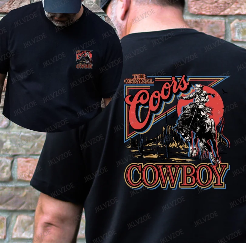 The Original Coors Cowboy Western Rodeo Coors Beer shirt Vintage Trend Cotton Short Sleeve For Spring Summer Streetwear Tops