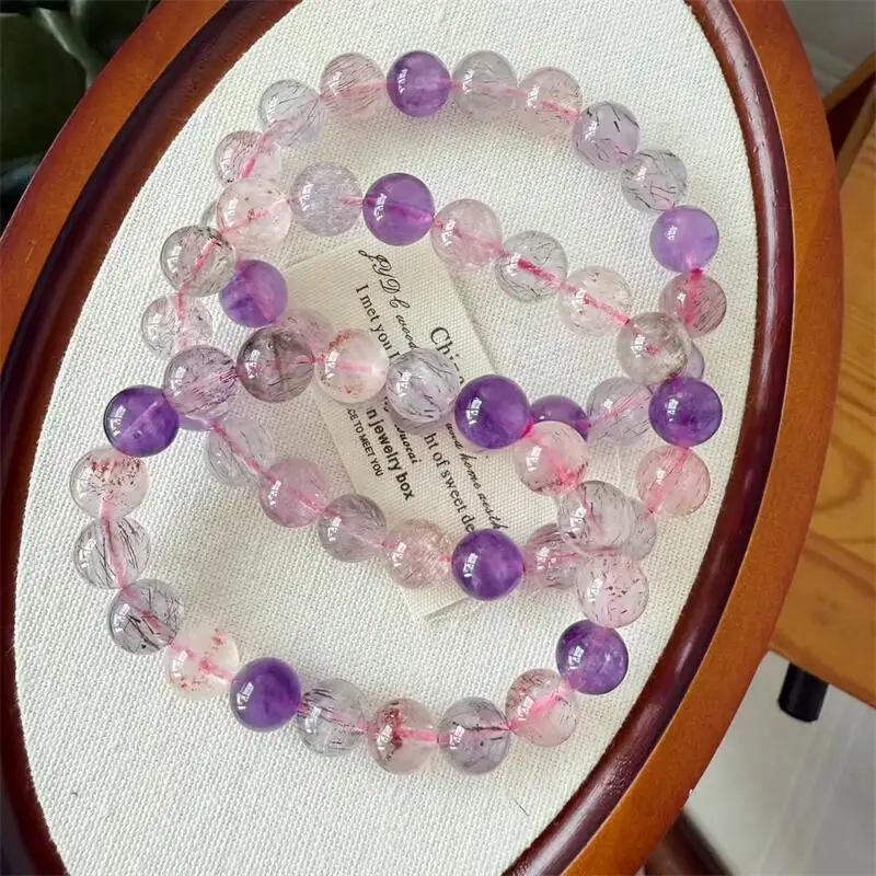 

Natural Super Seven Quartz Bead Bracelet Women Reiki Healing Strand Jewelry For Female Gift 1PCS 7.5/9/10/11MM