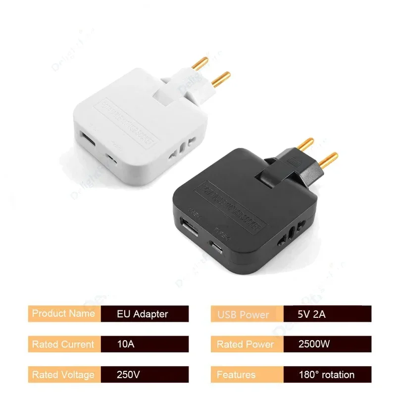 4 in 1 EU Extension Socket With USB Port Spain France Korea Plug Converter Electrical US To Euro Scokets AC Outlet Converter