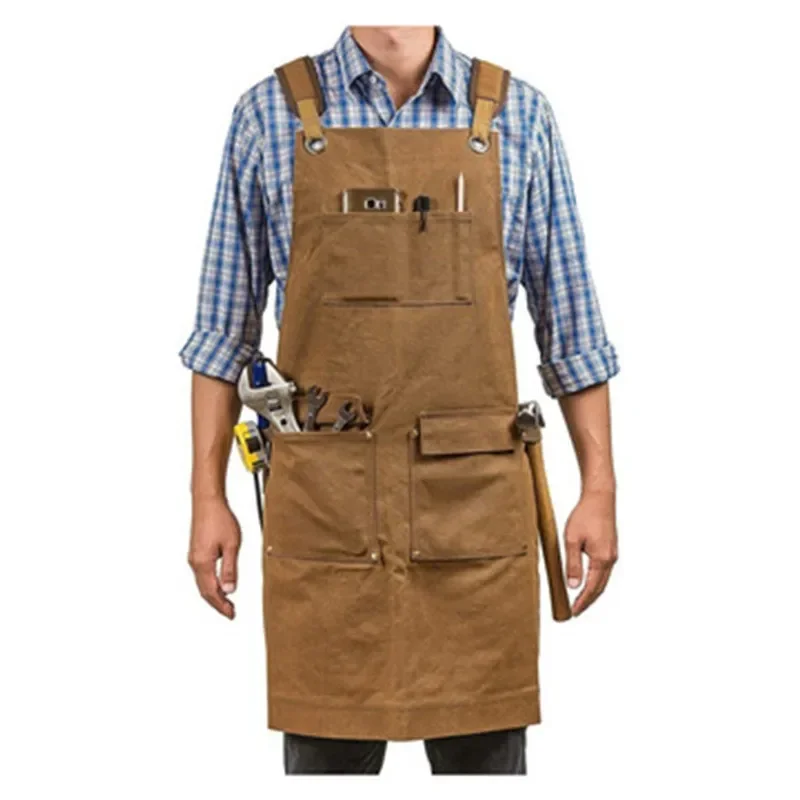 DurableCanvas Apron Multi-pocket Functional Apron Woodworking And Electrical Overalls