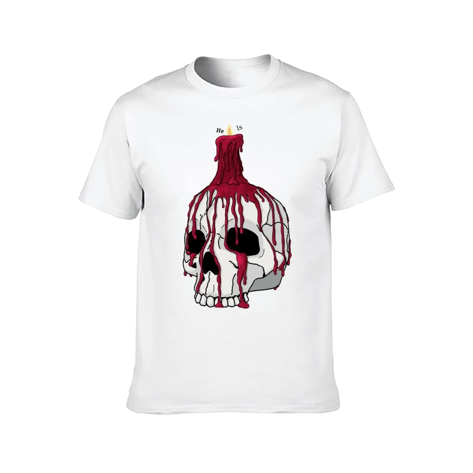 He Is - Skull Candle Design T-Shirt summer tops Short sleeve tee anime shirts men