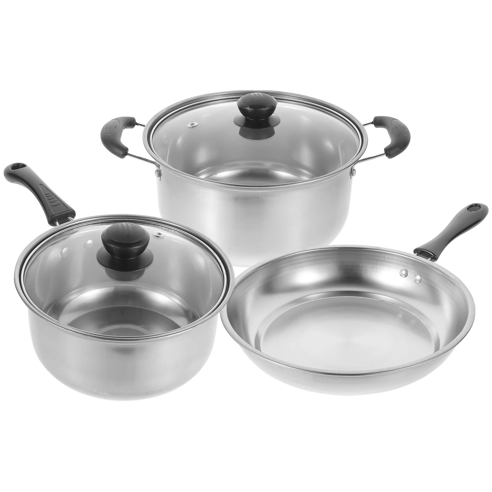 

Stainless Steel Pot Set Frying Pan Stockpot Cooking Metal Food Small Saucepan with Lid Handle