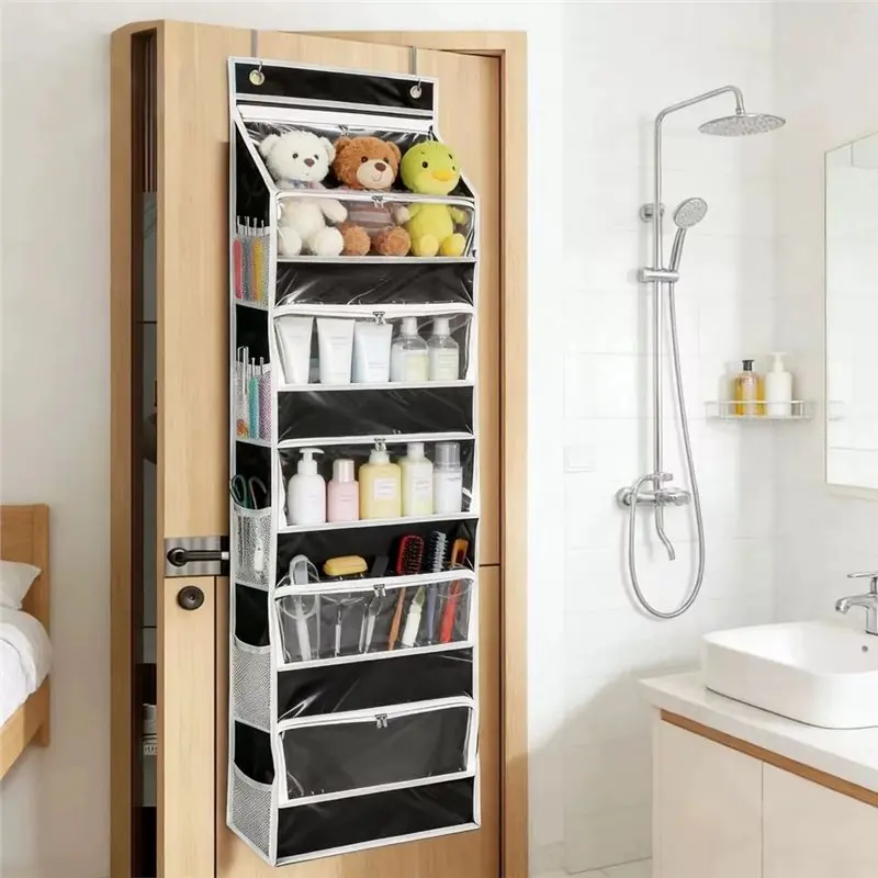 AB33-Over The Door Yarn Organizer Yarn Storage Organizer Hanging Yarn Bag With Zippered Pockets