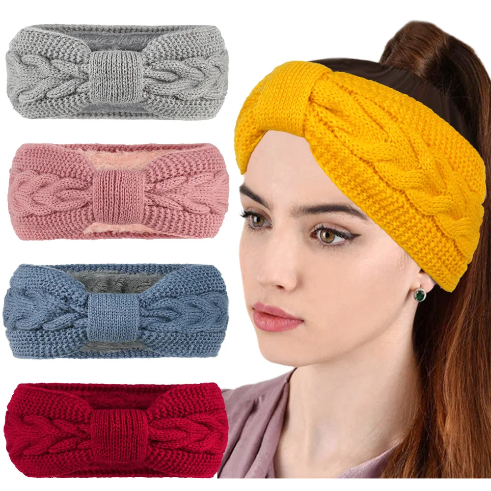 

2025 New Winter Knit Headband - Fuzzy Cabl, Thermal Stretchy Hair Band for Women Girls, Christmas Gift Fashion Accessories