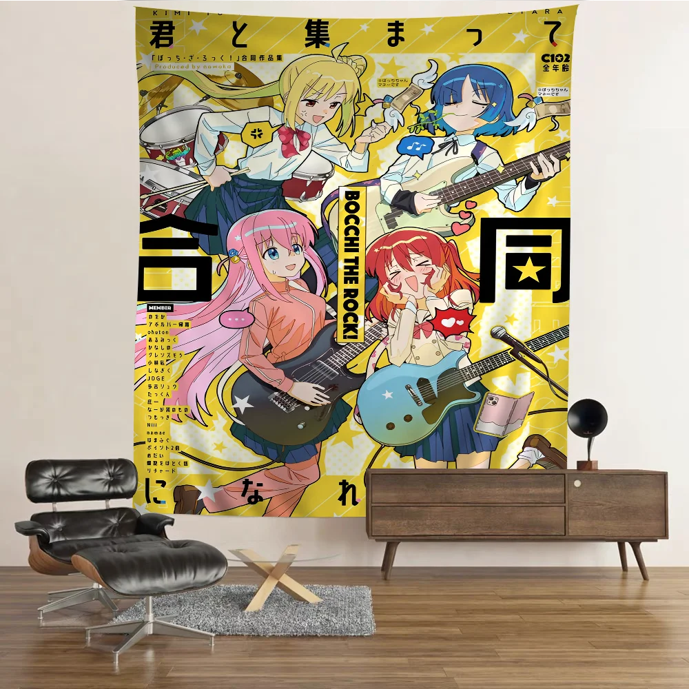 Anime Singer B-Bocchi The Rock Printed Large Wall Tapestry Art Science Fiction Room Home Decor Decor Blanket