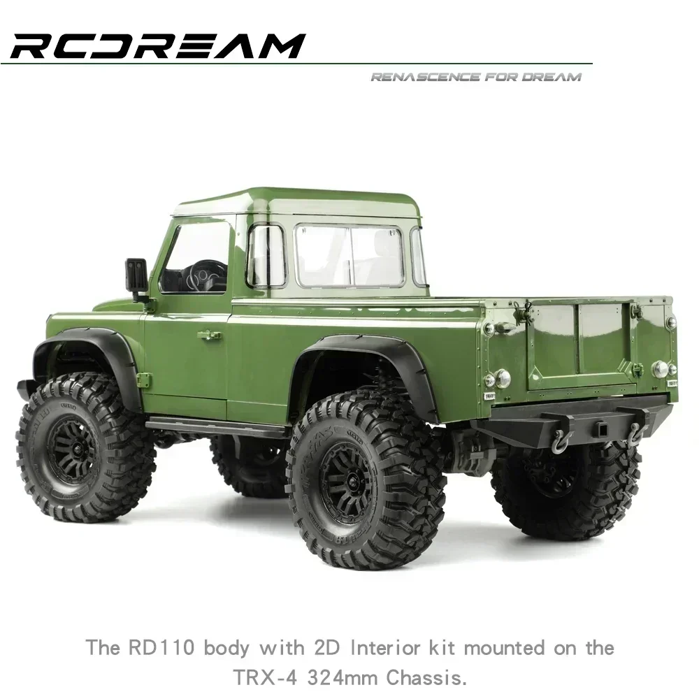 RCDream Wild-Defender RD110 pastilla de 2 puertas cuerpo duro cabina única distancia entre ejes de 324mm para TRX4 TRX-4 324mm Defender Bronco