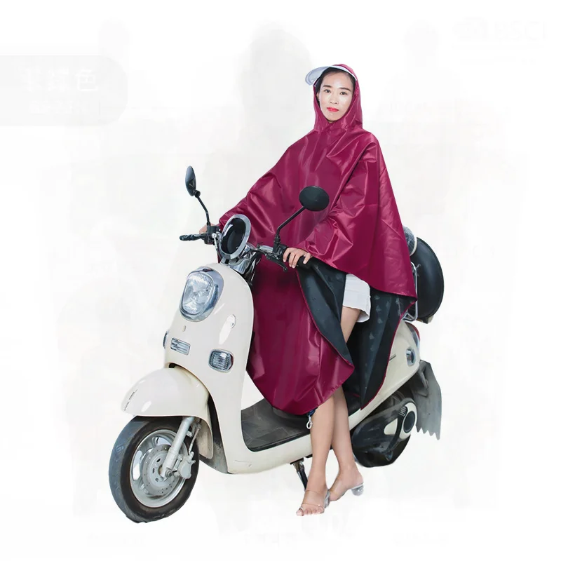 Adult One-Piece Raincoat Motorcycle Battery Bike Riding Poncho Waterproof Oxford Cloth Red/Purple/Blue 4XL-8XL Sizes Available
