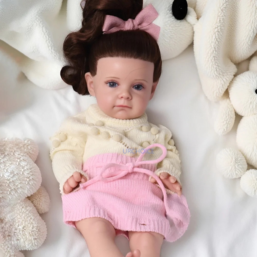 

Милая 20-дюймовая ручная роспись силиконовая кукла реборн с укорененными волосами для новорожденных девочек для художественной коллекции для детей от 3 лет, праздничные подарки