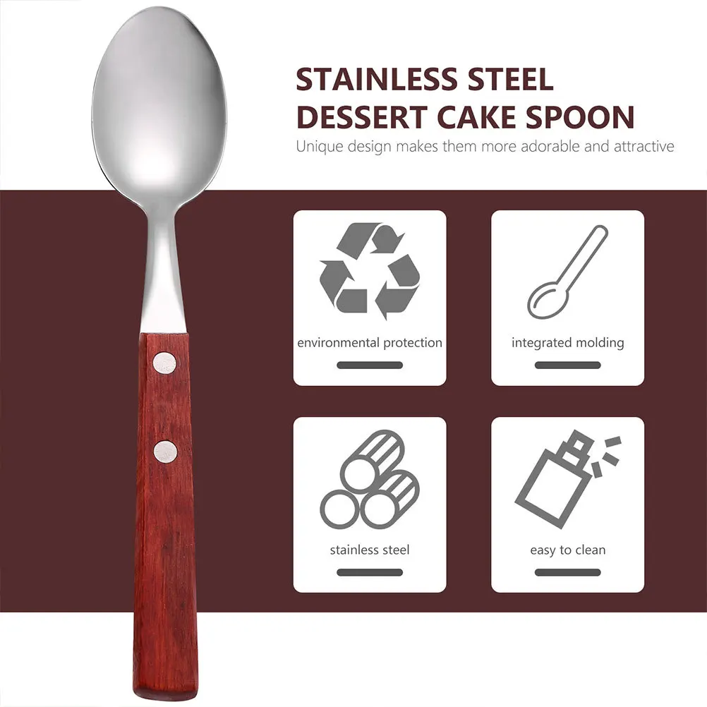 

6Pcs Stainless Steel Kitchen Spoons Curved Handle Coffee Dessert Spoons Rustproof Highly Polished Silverware