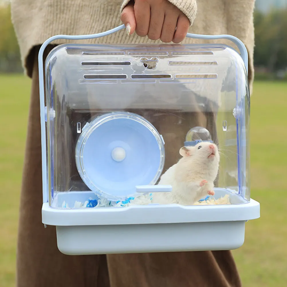 

Hamster Carry Case Cage Portable Small Plastic Hamster Travel Box Outdoor Pet Supply Breathable Secure Travel Carrier