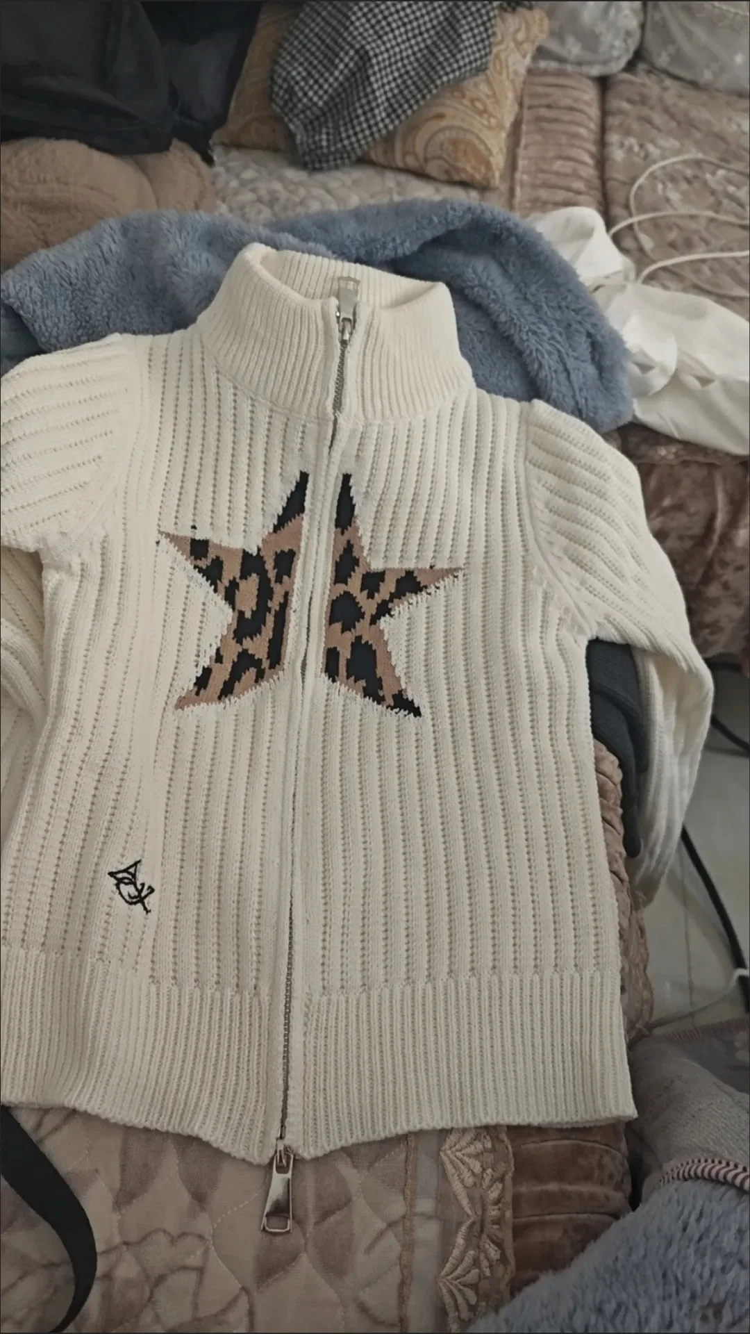 

2025 Vintage Print Star Sweaters Leopard Cardigan Spring Autumn Knitted Coat Women Y2k Grunge Subcultural Tops Mujer