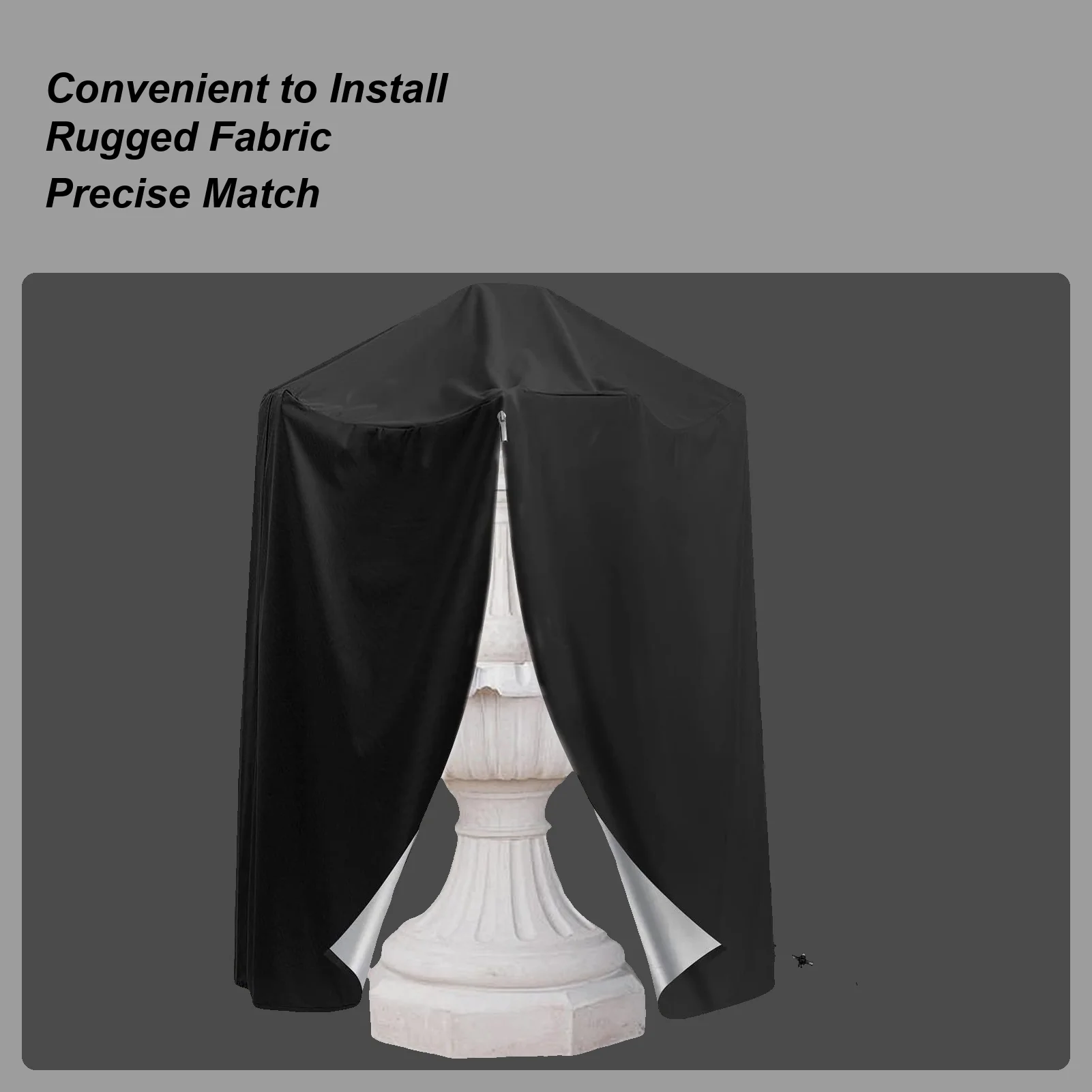 

Waterproof Fountain Cover 210D Oxford Cloth Outdoor Bird Bath Cover Black Fountain Cover Garden Sculpture Protective Tool