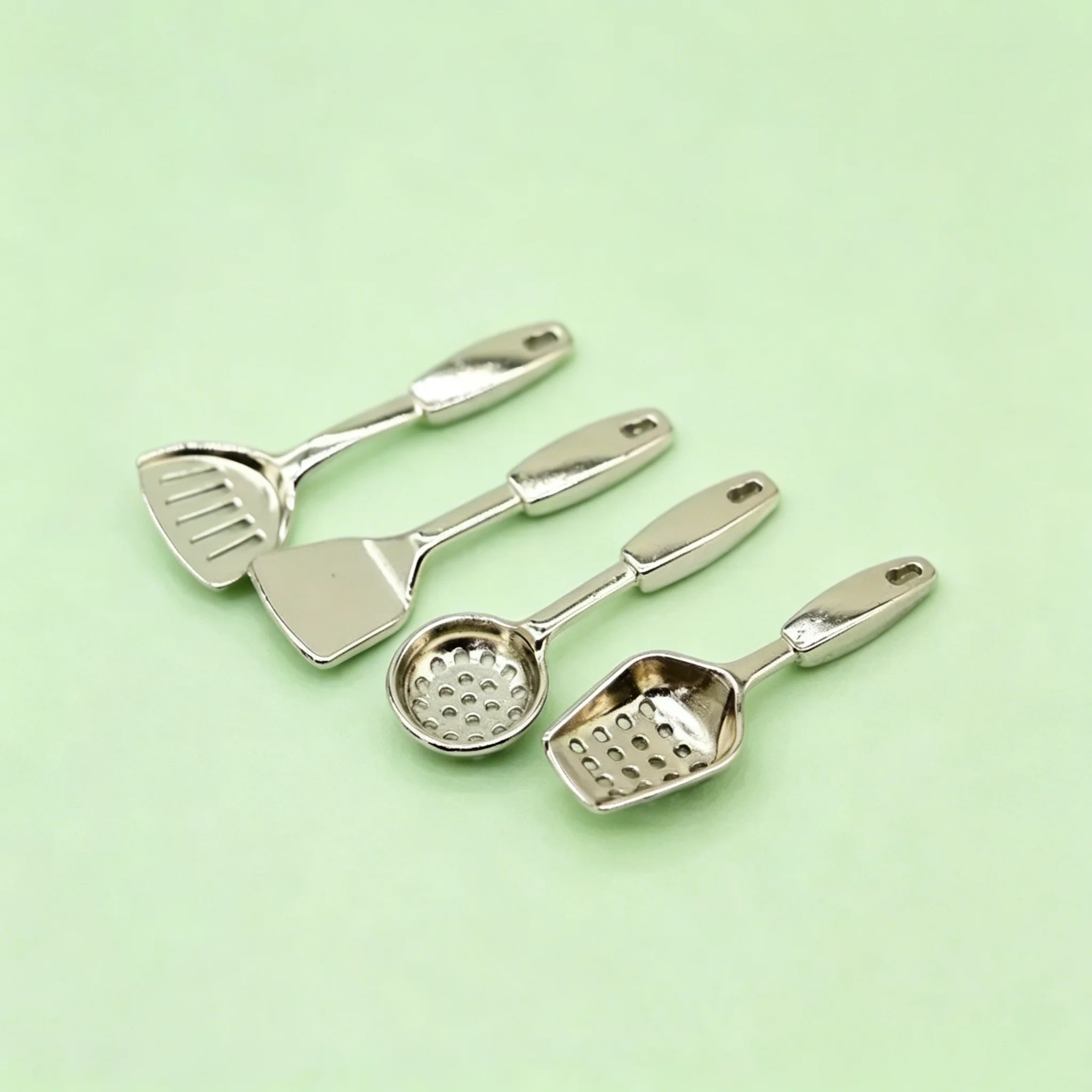 1:12 Mini Kitchen Tableware Wooden Cutlery Metal Pot Dollhouse Decor