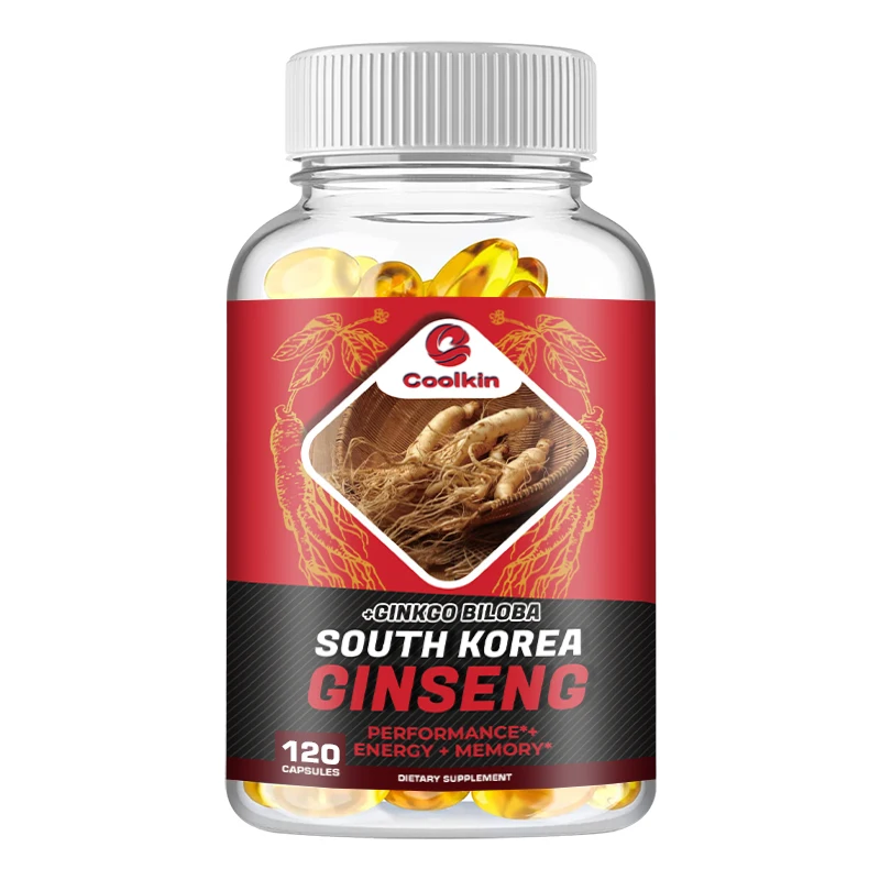 Authentic Korean Red Ginseng 1000mg + Ginkgo Biloba 60mg, Male Supplement Capsules