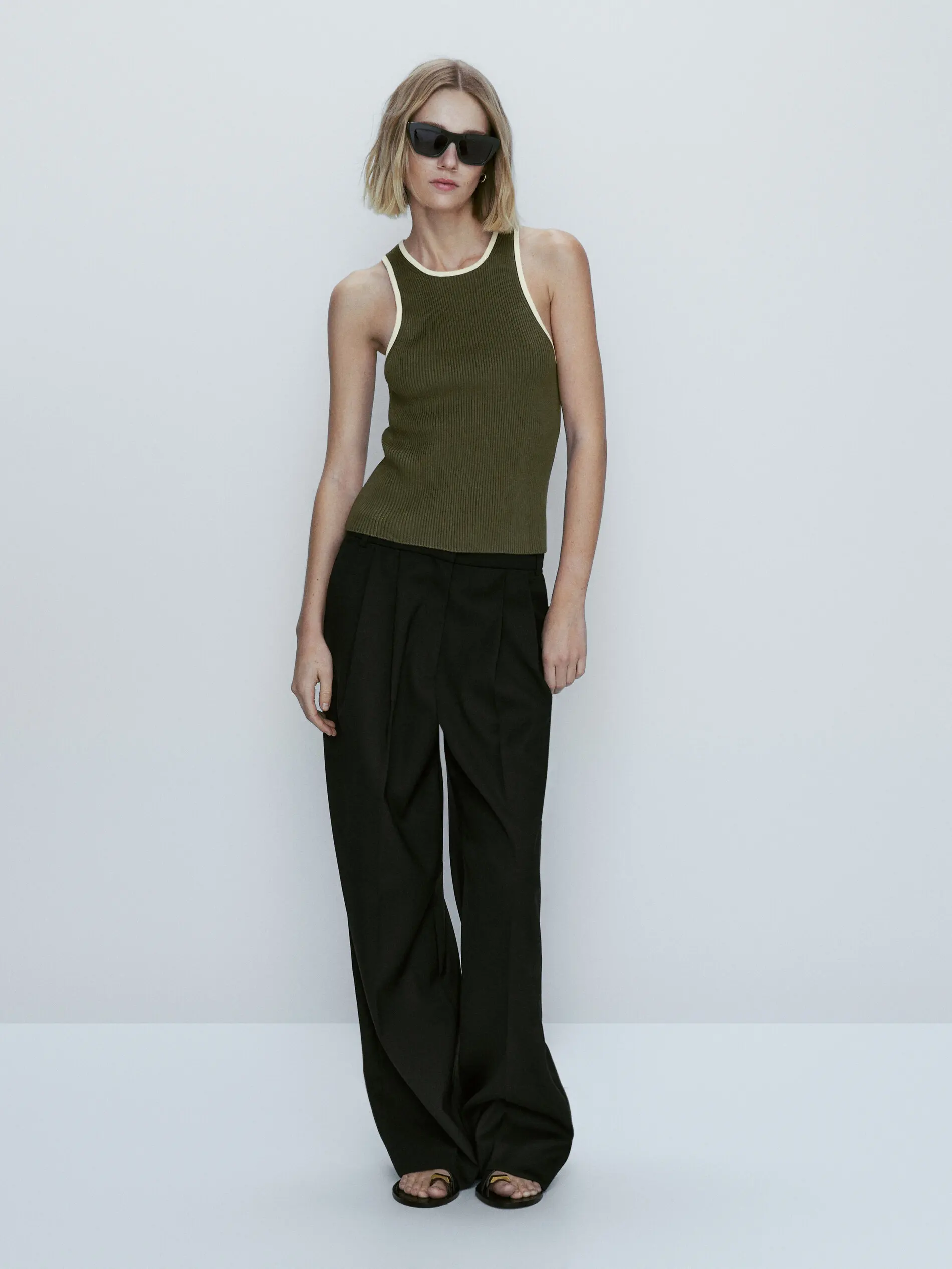 Ethereal Traf Md 2026 YAZHIMEI autumn new style of Women's casual Contrasting color ribbed sleeveless knitted sweater