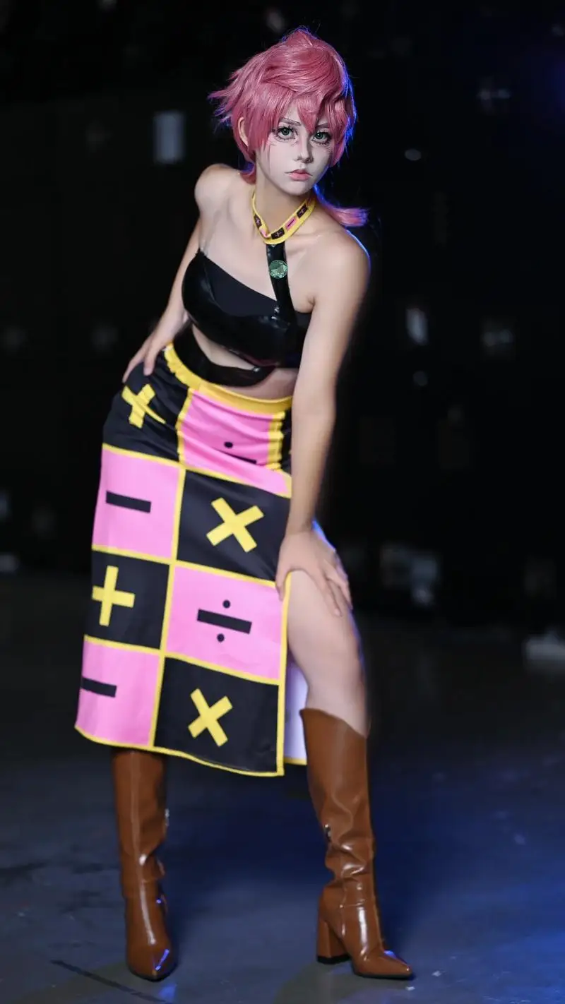 أزياء أنيمي تريش أونا التأثيرية شعر مستعار وردي جوجو غريب حجر المحيط مغامرة تريش سيكسيولينا ملابس داخلية فستان قلادة موحدة #4