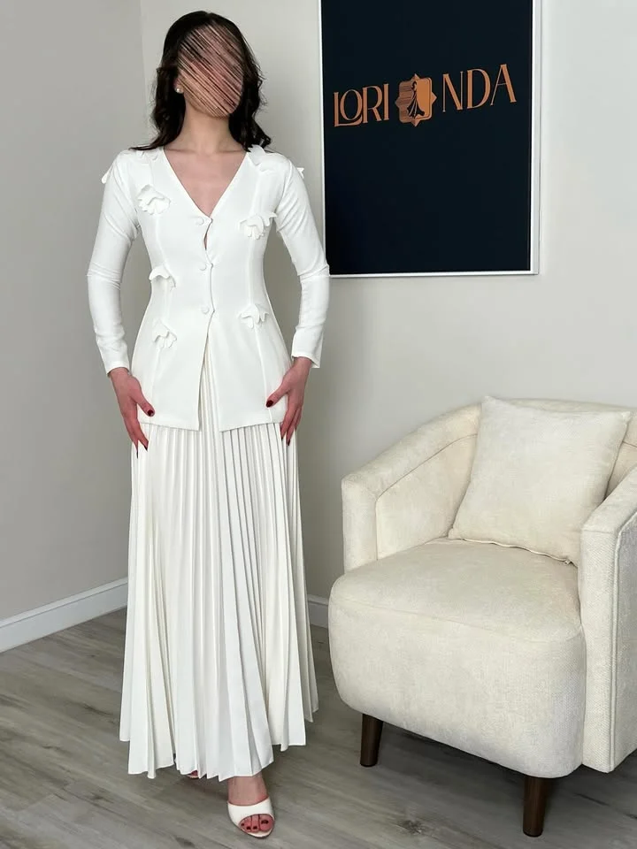 

Aenyrst Elegant Party Dresses A-Line Formal Occasion Prom Gowns Ruffle V-Neck Customized فساتين طويلة بأكمام