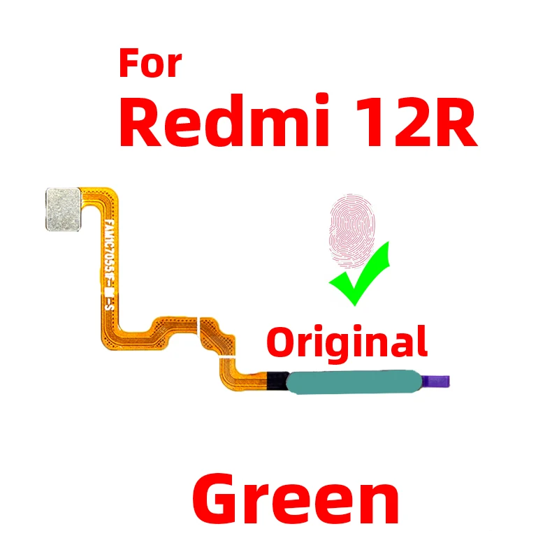 Original For Xiaomi redmi 12R Fingerprint Sensor Home Return Key Menu Power Button Flex Ribbon Cable