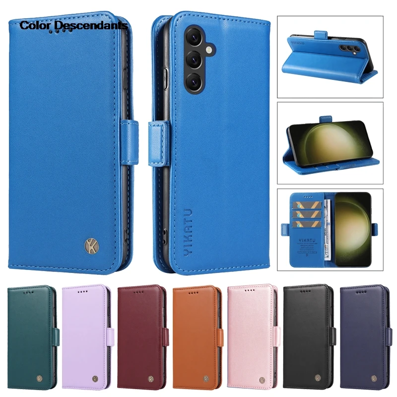 Magnetic Flip Stand Phone Case For Samsung Galaxy A14 4G SM-A145F A 14 5G A146B 6.6" Business Leather Wallet Cover Card Bags