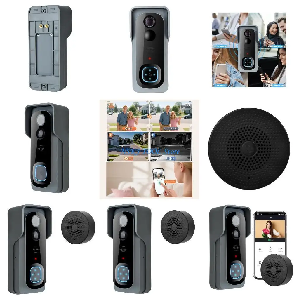 

L8RC Wireless Videos Doorbell Camera with Chimes Videos Door Bells Easy Installation