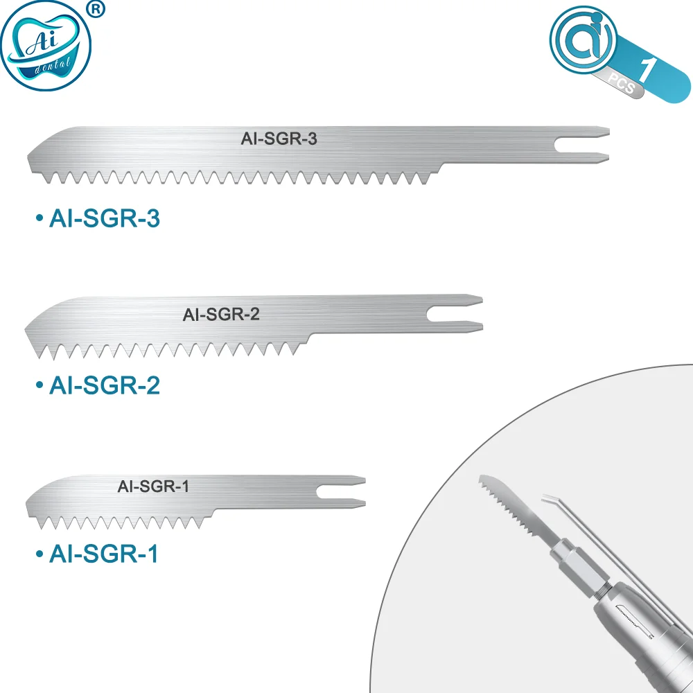 AI-SGR-1-2-3 Dental Handpiece Saw Blades D Shape Bone Cutting Micro Saw Accessories 10mm+20mm+30mm for Korea Implant Handpiece