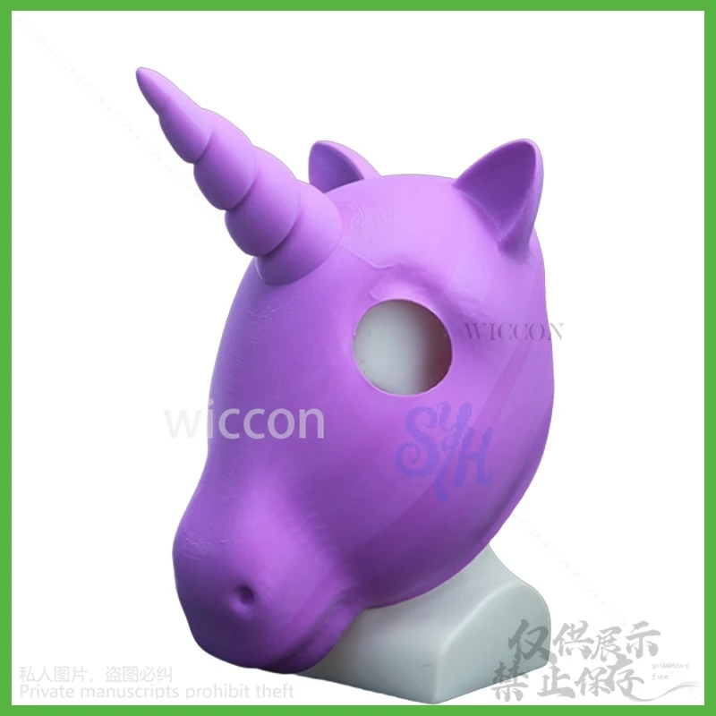 فروي Furrsuit Kawaii ثلاثية الأبعاد حمض البوليلاكتيك رئيس قاعدة الجمجمة لطيف قناع أنيمي يونيكورن تأثيري أغطية الرأس لتقوم بها بنفسك اكسسوارات كوس مخصصة
