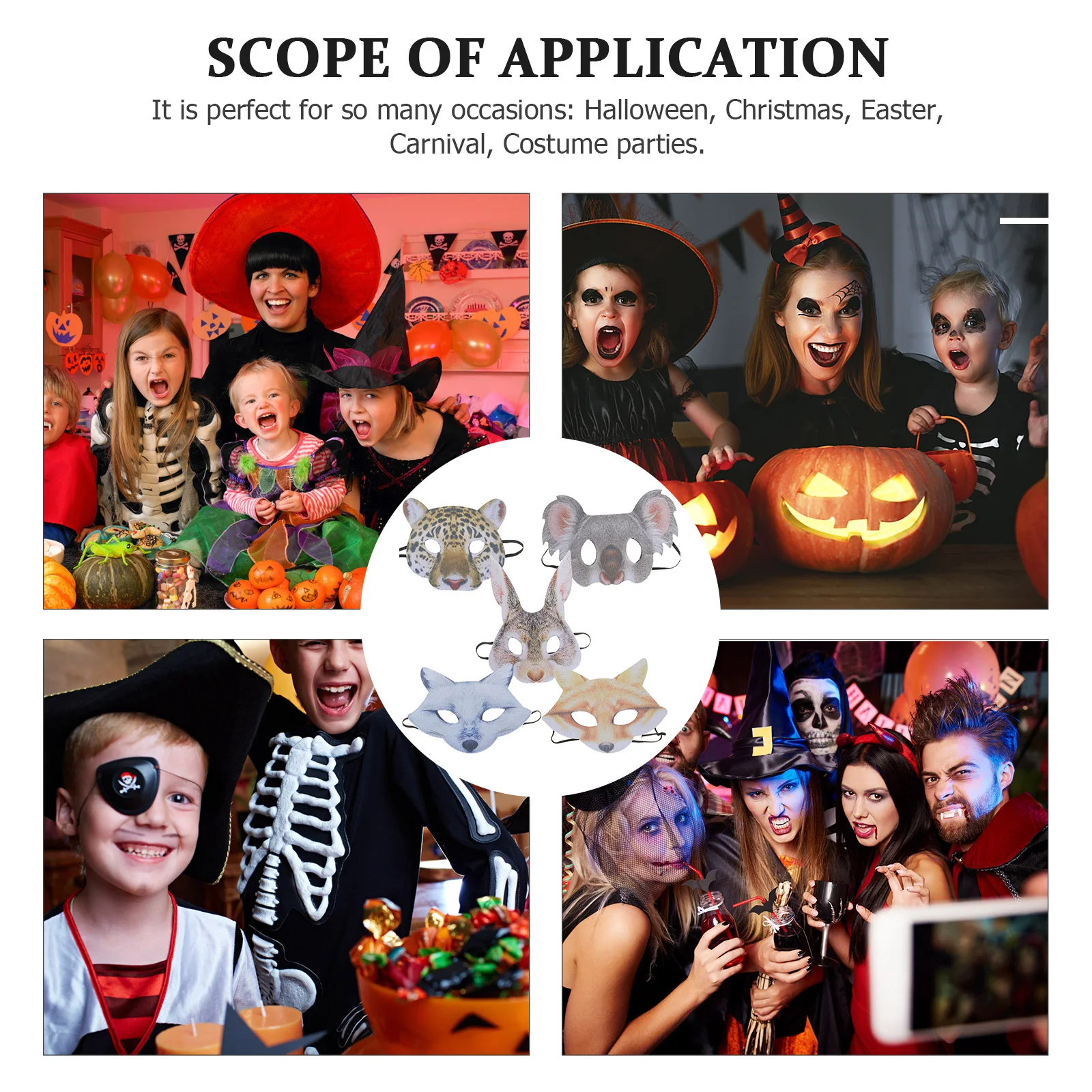 5 uds. Máscaras de decoración Facial de animales tema de la selva diseño realista Festival fiesta mascarada carnaval bola evento accesorios usables