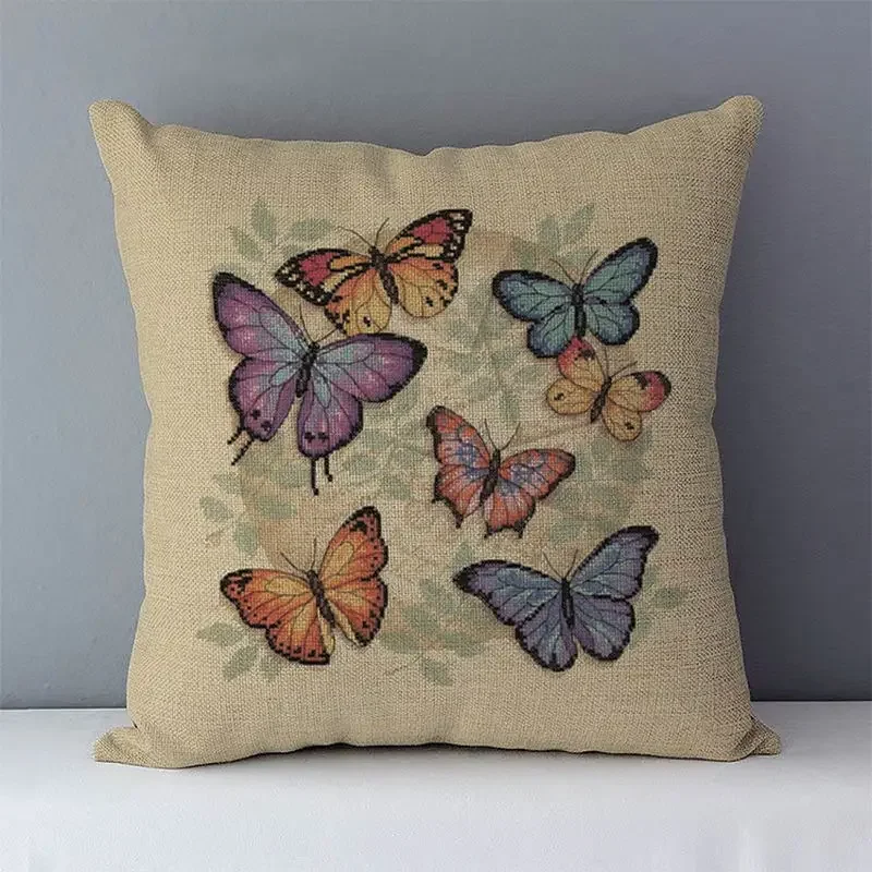 Selected hot sale cushion cover butterfly colorful printed Cozy home decorative square plain 45x45cm Housse de coussin