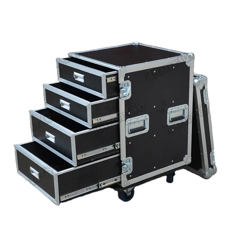 TourGo Custom 12U Rack Storage Flight Cases With Wheels