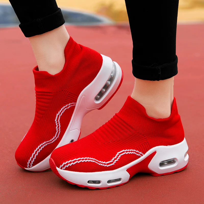 

Height Increase Platform Women Sneakers Breathable and Cushion Casual Shoes For Women Dance Walking Shoes Slip On Sock Footwear