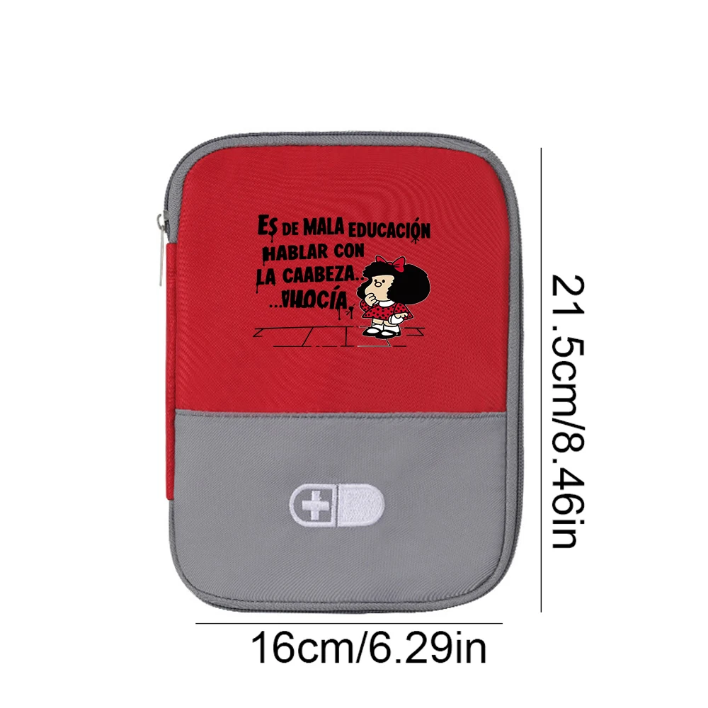 Mafalda Cartoon Pattern Block Portable Large Capacity Medication Organizer Medical Storage Bag for Home Travel Business Trips