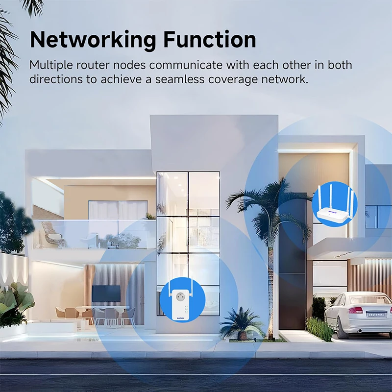 Penguat Sinyal WiFi KAYSUS AX3000 WiFi 6 Repeater Extender Jangkauan Jauh Mudah Diatur Dual Band 2.4/5GHz