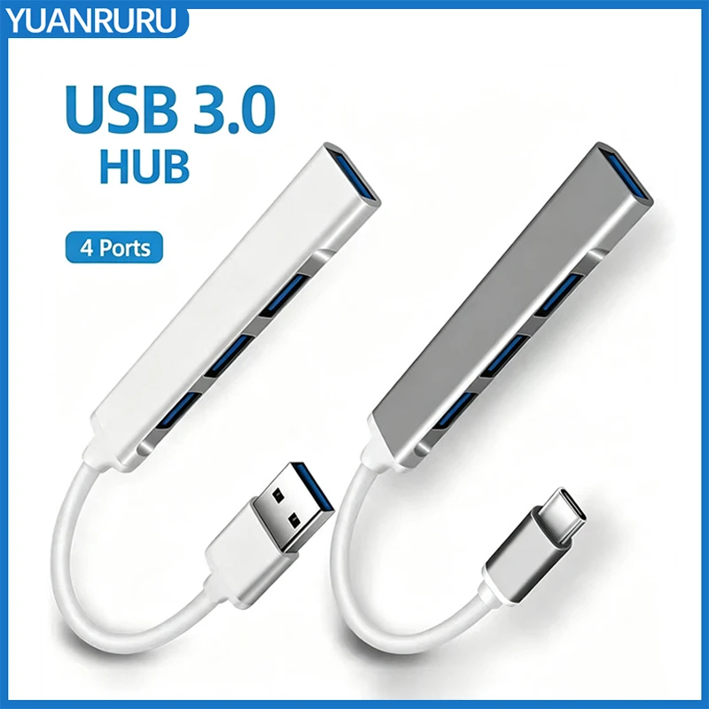 USB-Hub 3.0 Typ C 3.0 4-Port-Multi-Splitter-Adapter OTG für Xiaomi Lenovo Macbook Pro 13 15 Air Pro PC Computerzubehör