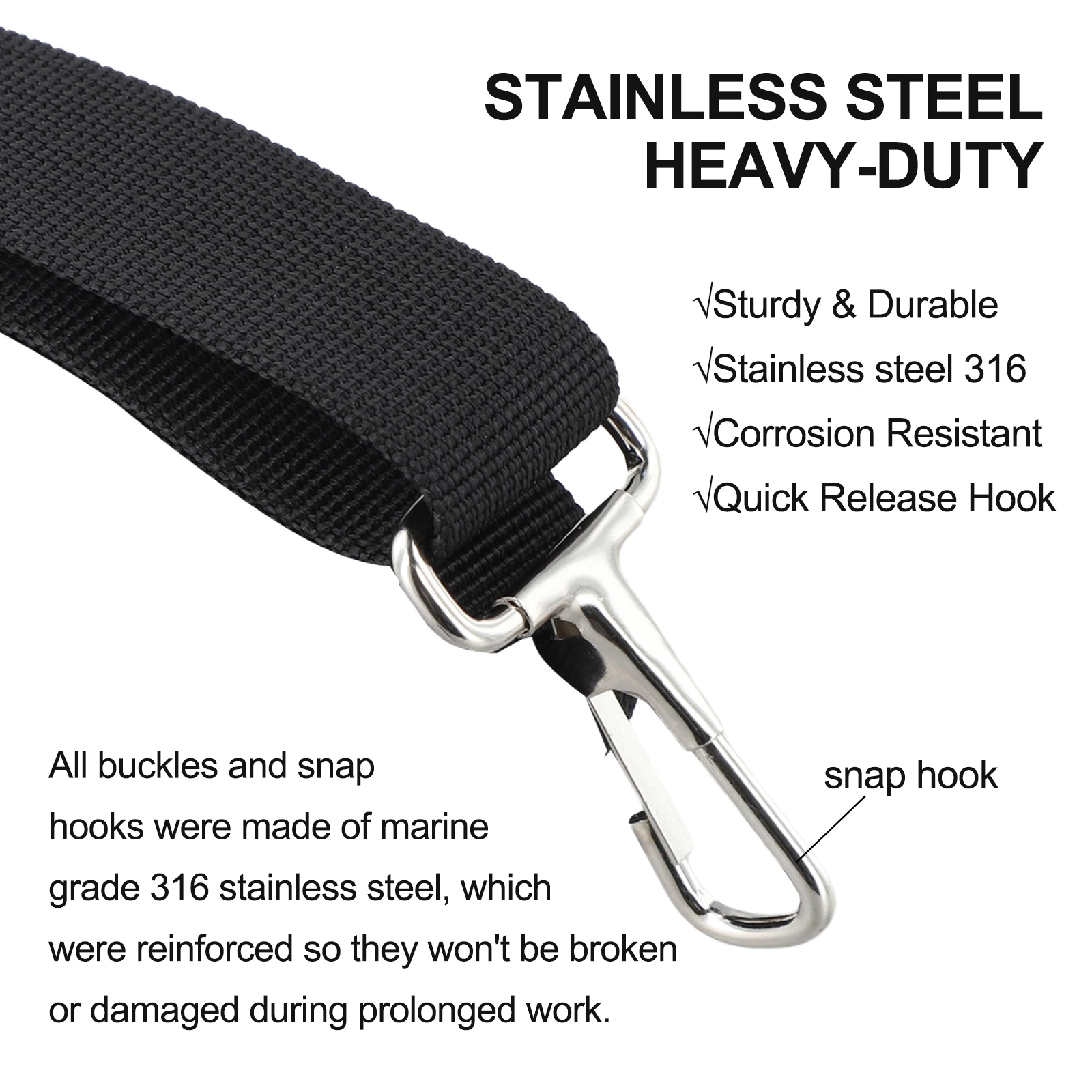 

Black Adjustable Boat Straps Kayaking Equipment Straps Marine Cover Securing Straps Support For Awnings For Marine