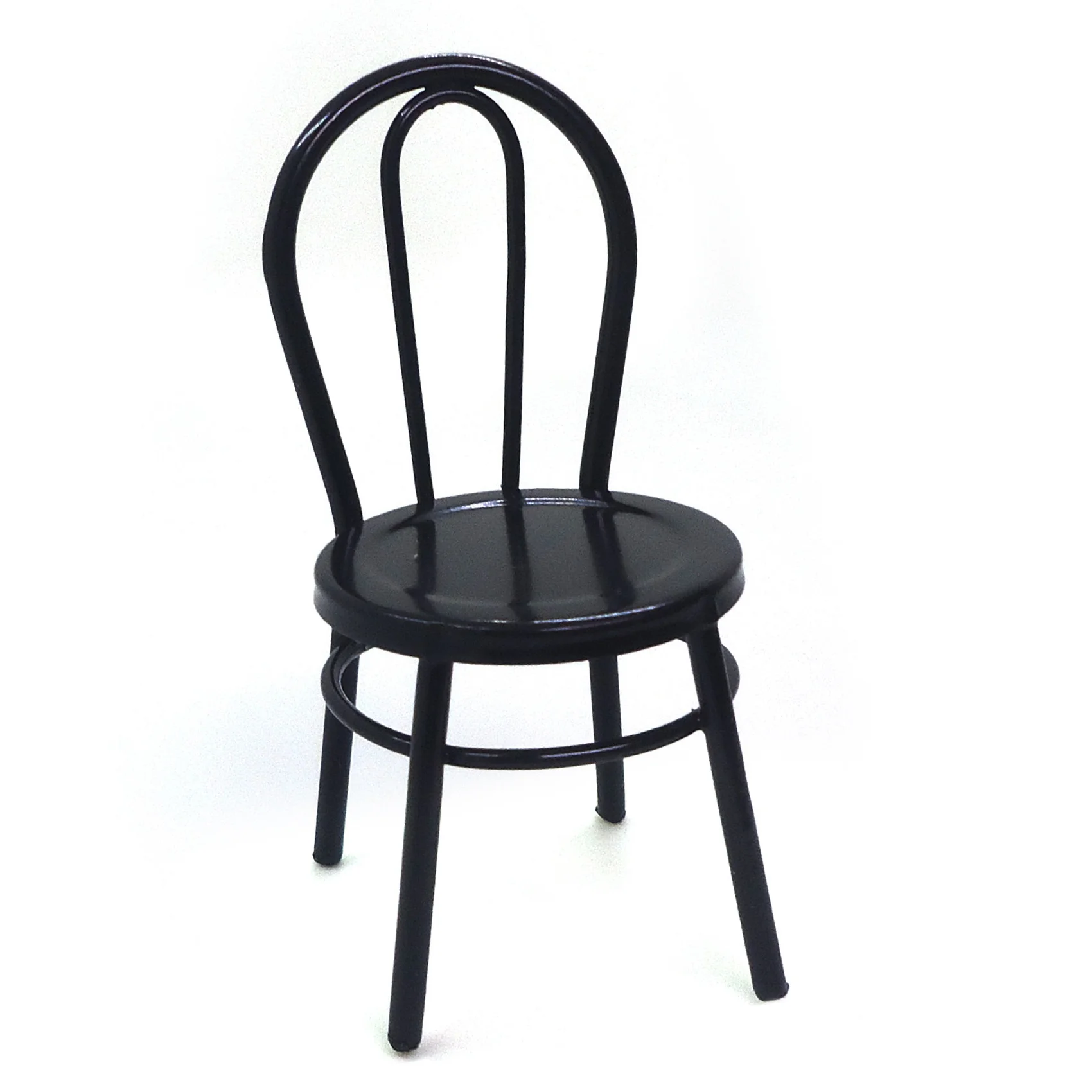 WOWFU-2 pièces Miniature noir salle à manger chaise 1:12 échelle Mini chaises en métal pour bricolage maison de poupée meubles de cuisine décoration