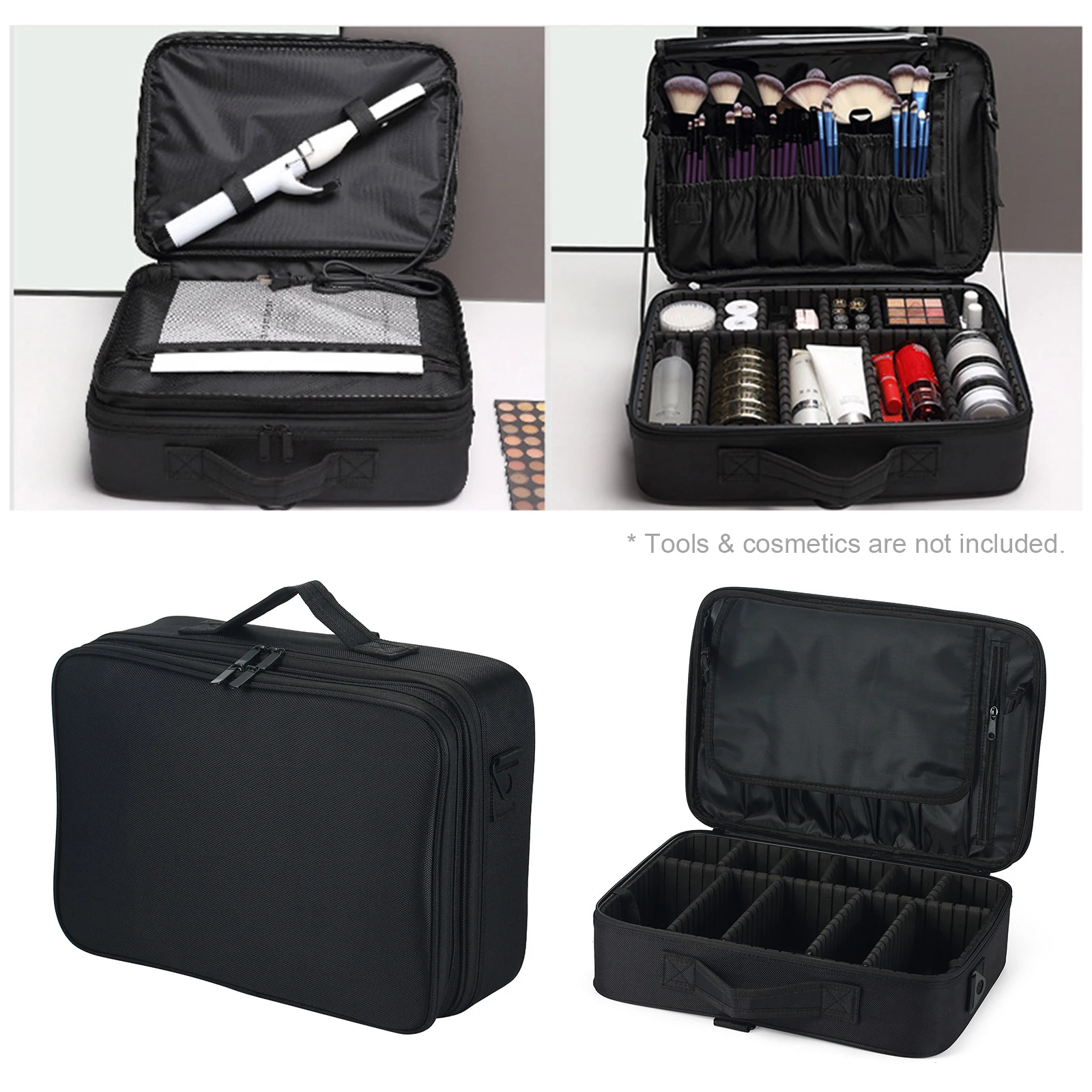 حقيبة مكياج للسفر، حقيبة تخزين مقاومة للماء، حقيبة مستحضرات التجميل، أدوات المكياج، حقيبة أدوات الزينة لمستحضرات التجميل، فرش المكياج، أدوات الزينة